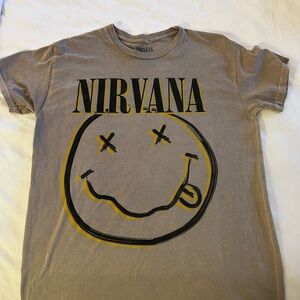 NIRVANA Gray Smiley Face Tee